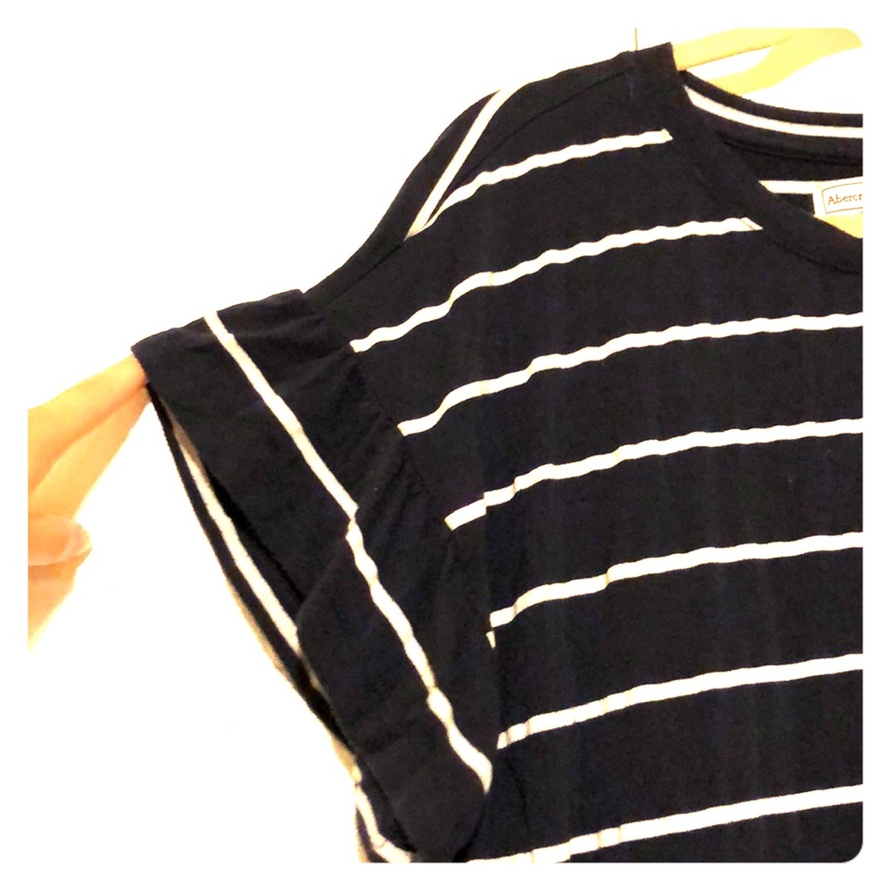Abercrombie Navy and White Flutter Sleeve Dress